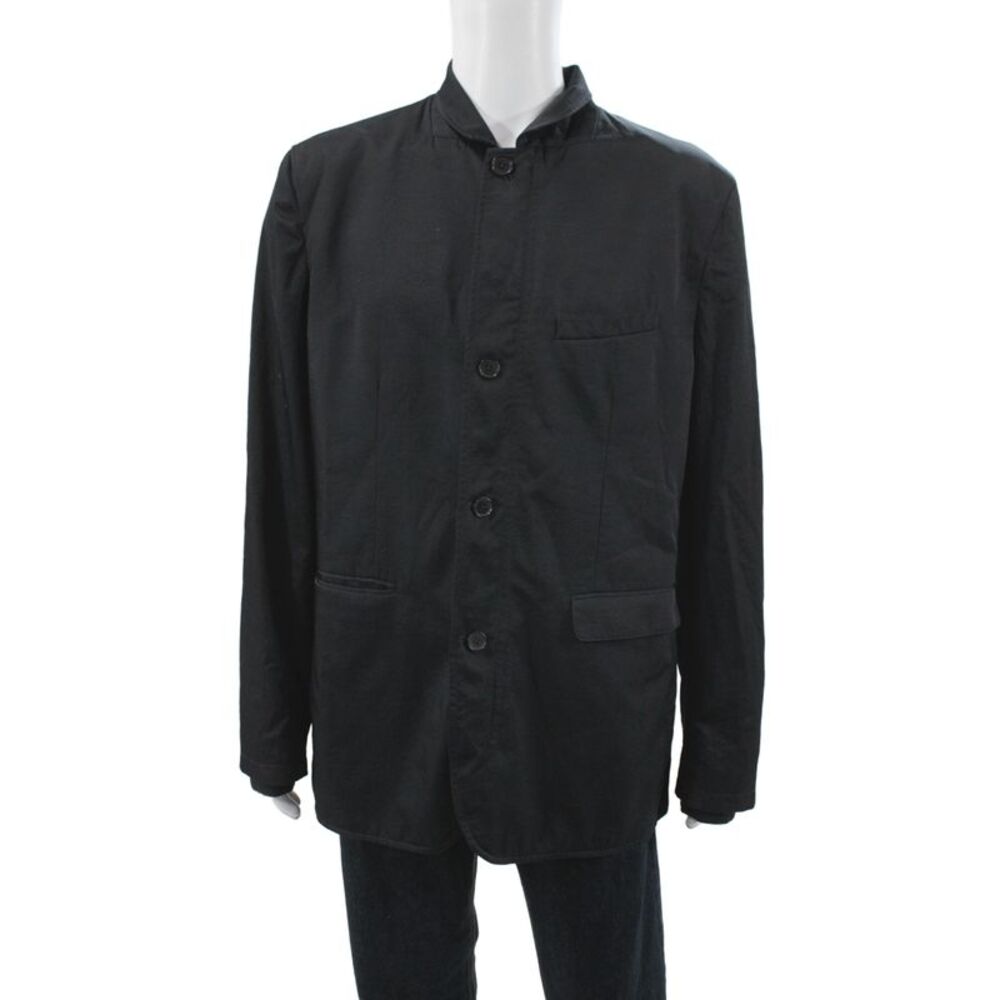 Vince Mens Military Jacket Black Nylon Button Size 2XL